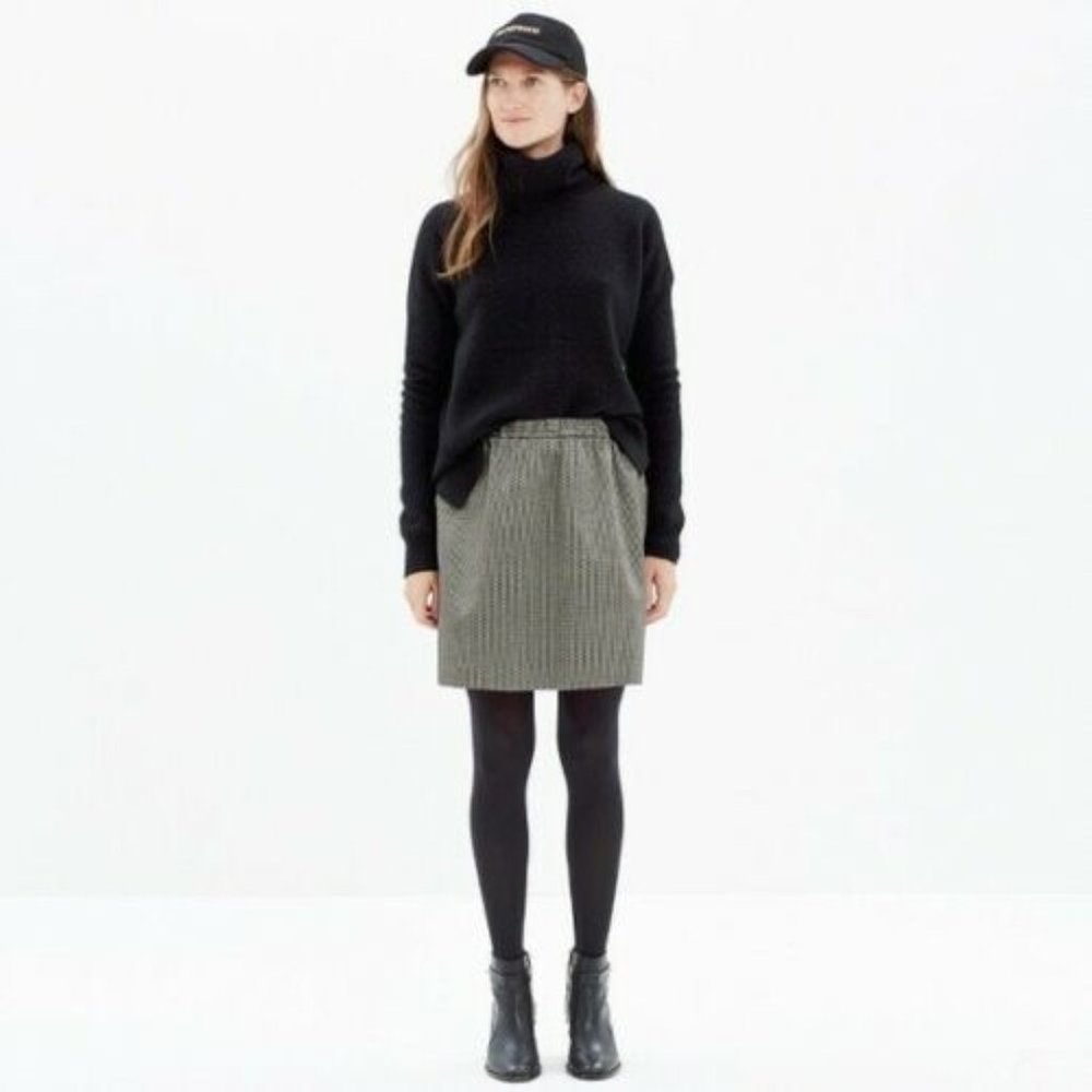 Madewell Jacquard Black and Gold Skirt